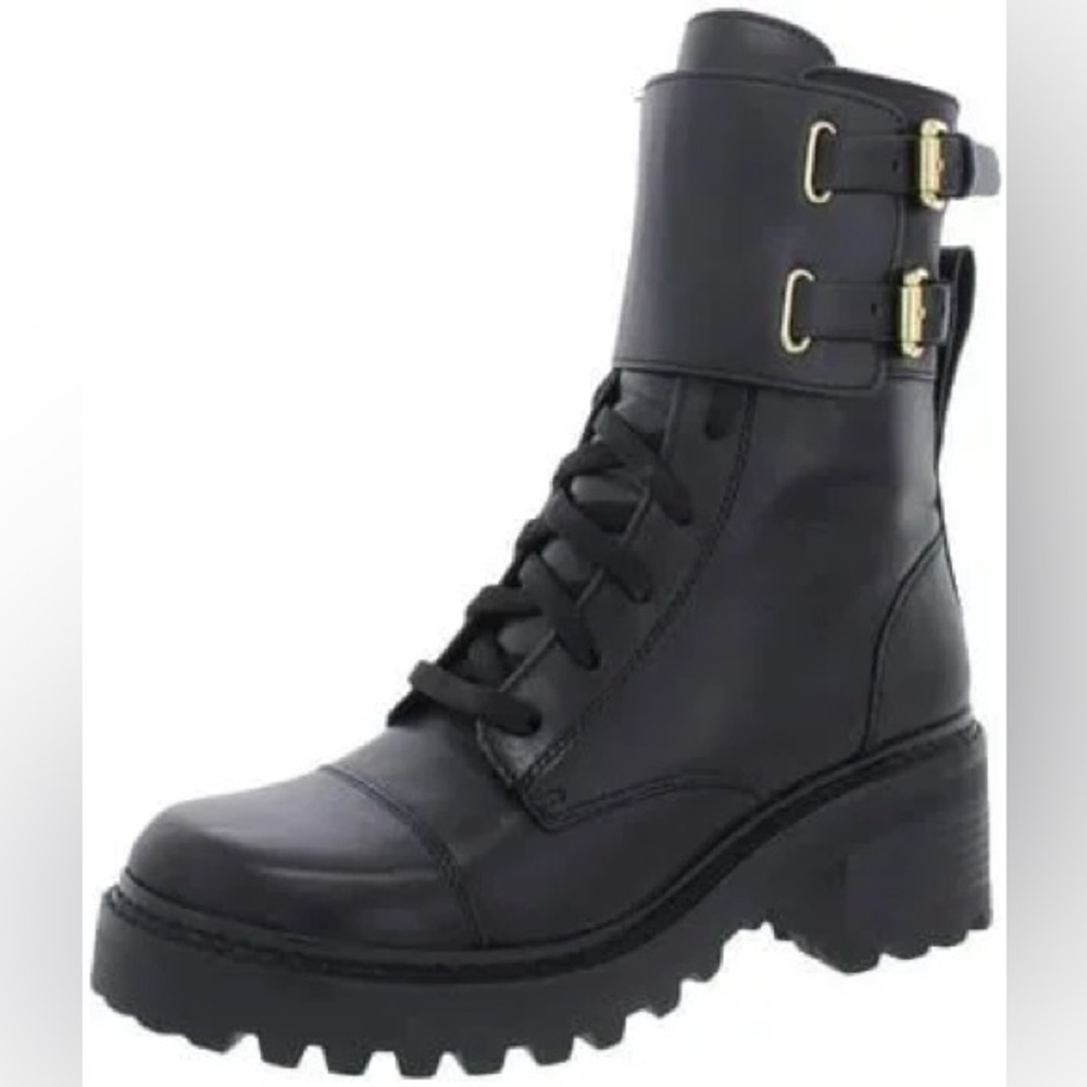 DKNY Bart Leather Combat Lug Ankle Boote